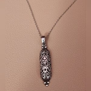 Sterling Silver Jewish Judaica Hebrew Mezuzah Pendant & Chain 20"